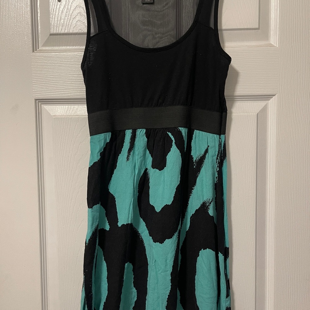 Black and Turquoise Sleeveless Dress